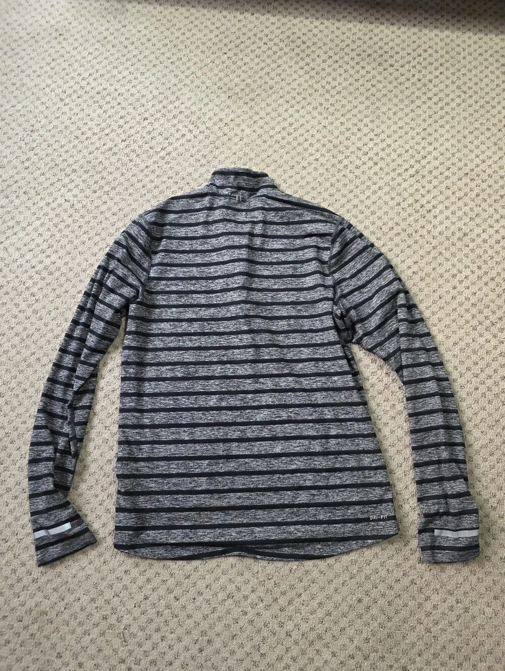 Nike Running Men’s Black & Gray Striped Quarter-Zip